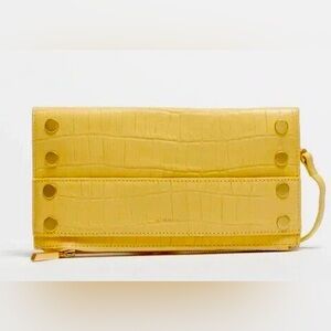 Hammitt Ryan Sunstruck Yellow Crocco Crossbody Clutch Purse Bag